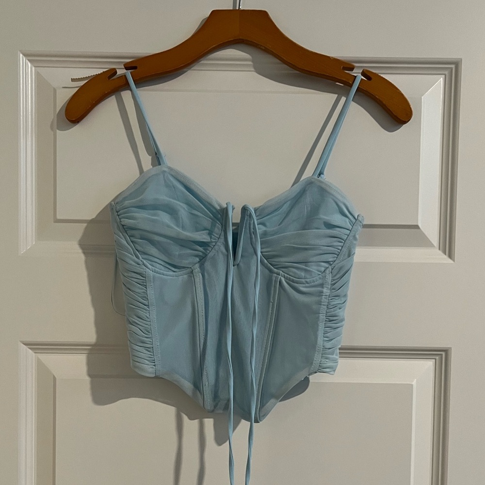 NWT Bershka Baby Blue Corset Top Size Medium